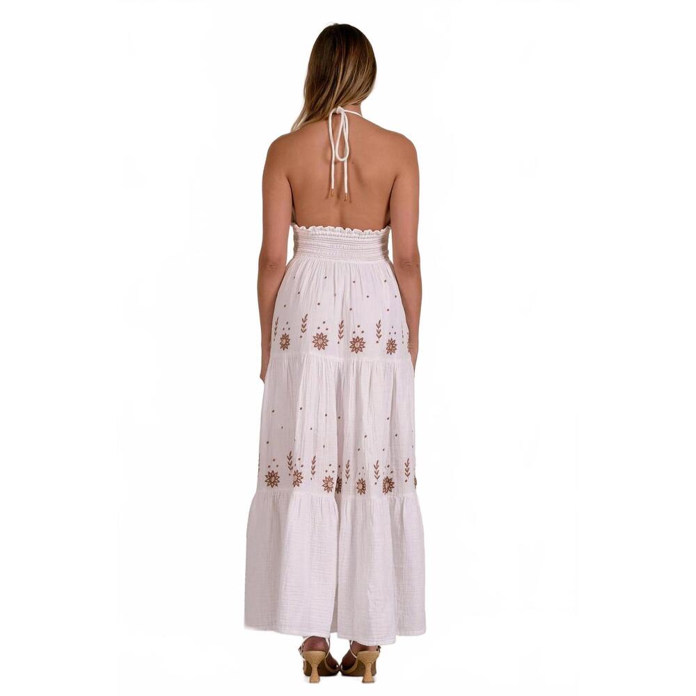 NEW ELAN women's calypso summer maxi dress in white - Picture 3 of 5